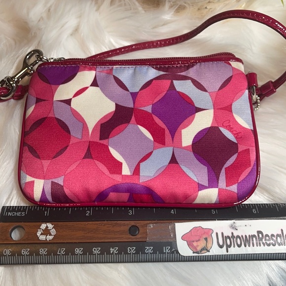 Coach poppy coin purse wallet wristlet pink silver - Picture 3 of 6